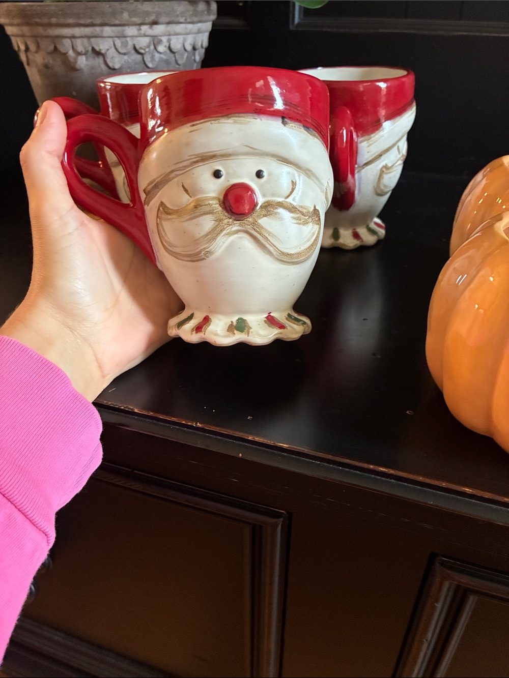 Santa Face Ceramic Mug - Red and White Holiday Mug